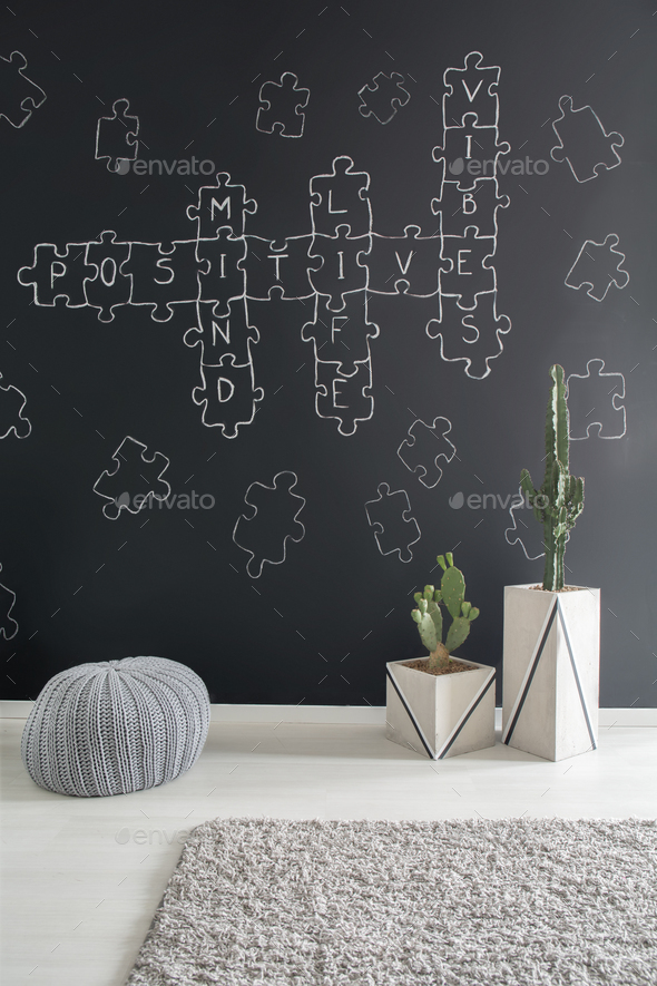 Crossword puzzle chalkboard wall decor Stock Photo by bialasiewicz